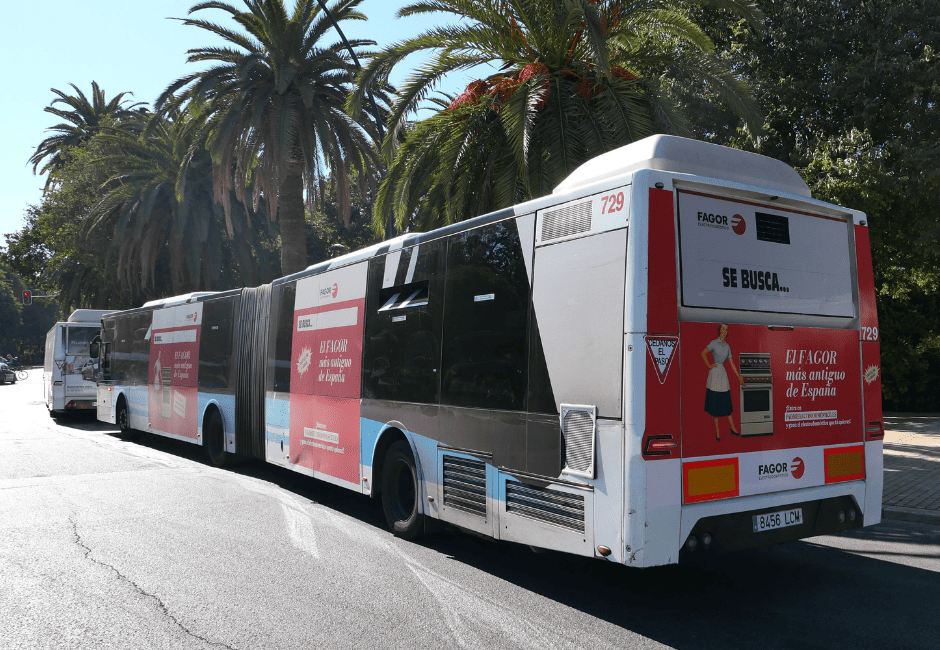 Campaña de publicidad exterior Fagor en Autobuses de Málaga