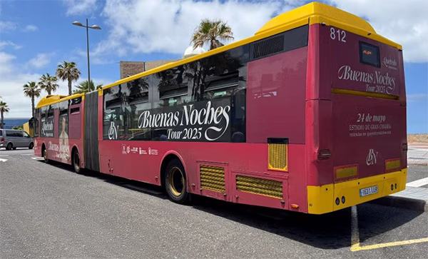 Autobús publicitario en Gran Canaria para campañas de publicidad exterior móvil